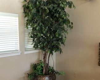 Oriental Fishbowl Planter with Faux Tree on Stand