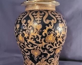 Chinese Black & Gold Lidded Ginger Jar, 1 of 2