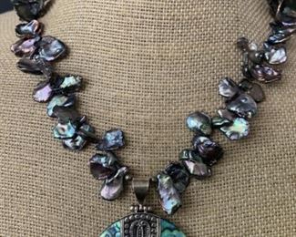 Sterling Silver and Abalone Artisan-Made Necklace