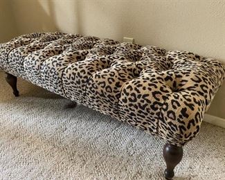 Leopard Upholstered Tufted Bench