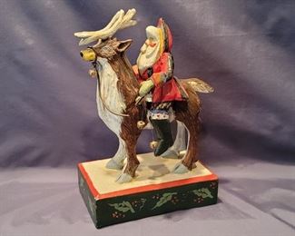 1989 House of Hatten Santa on Reindeer Figurine