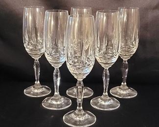 (6)Crystal Champagne Stems by Bleikristall Germany, 1 of 2 sets in this auction