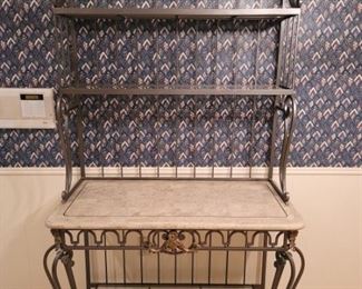Metal & Stone Bakers Rack, 2nd of 2 in Set