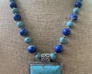 Sterling Silver, Turquoise, & Lapis Necklace