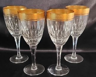 (4) Noritake Crystal Gold Band Wine Stems