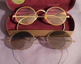 (2) Pair Antique Eye Glasses in Case