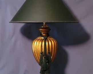 Black & Gold Table Lamp with Tassle Stands 31in