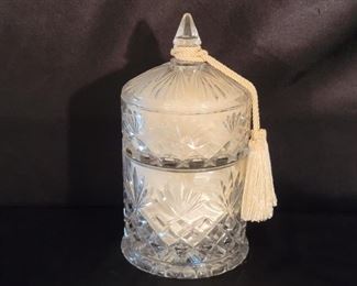 Bohemian Czech Crystal 2-Section Powder Jar 1 of 2