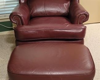 Leather Club Chair & Ottoman, Distinction Leather