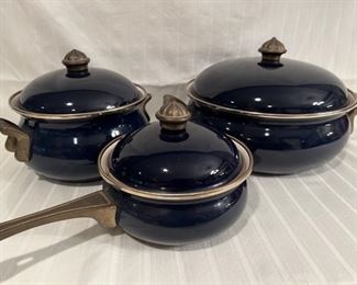 (3) Enameled Lidded Pots & Pans: Normandy, Taiwan