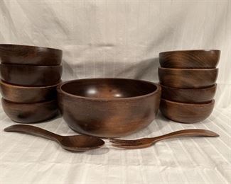 (11) Wooden Salad Bowl Set