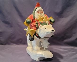 1995 House of Hatten Santa on Polar Bear Figurine