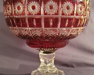 Bohemian Red Cut to Clear Centerpiece Compote