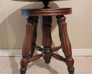 Vintage Round Swivel Piano Stool on Castors