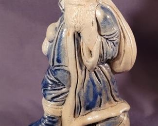 1989 Rowe Pottery Blue & White Santa Figurine