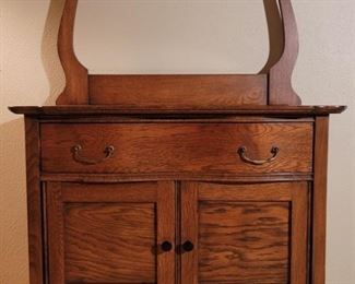 Antique Oak Dry Sink with Towel Rack