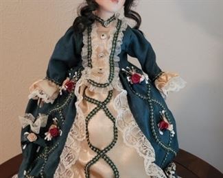 Porcelain Doll in Victorian Dress, 16in t
