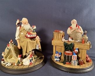 (2) Rockwell Heirloom Santa Collection Figurines