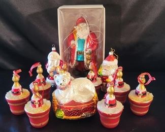 (11) Red & White Mercury Glass Christmas Ornaments