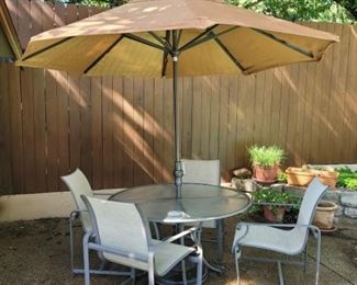 Table with Umbrella and 4 Chairs, 8' Umbrella