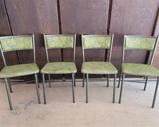 (4) Mid Century Metal & Vinyl Chairs