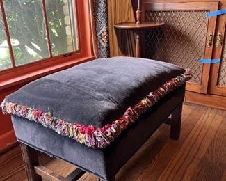 Custom upholstered velvet bench