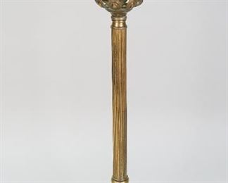 20	Neoclassical Bronze Eagle Talon Plant Stand	A bronze, brass and cast iron plant stand with an eagle talon form base. Plant holder on top dented. Talon is rusty on the underside, claws are painted gold. 23" Tall
