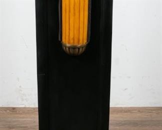 39	Art Deco Illuminating Sculpture Pedestal	"Art Deco illuminating sculpture pedestal. American, 20th Century. Ebonized wood pedestal, red painted gallery, two vanilla onyx light fixtures. Lighting has been tested and works. Some light scratches to top of pedestal.
38"" H x 11 1/2"" L x 11 1/2"""
