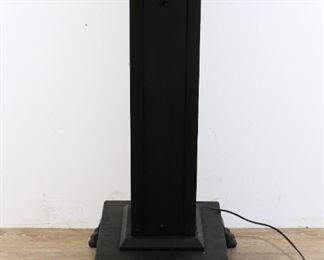 121	Victorian Style Illuminating Sculpture Pedestal	"Victorian style illuminating sculpture pedestal. 20th Century. Ebonized wooden pedestal with carved paw feet. Lighting fixture on top of pedestal. Light has been tested and works. Base and feet previously repaired. Scratches and wear to top of base. 

37 1/2"" x 19"" L x 19"" W"
