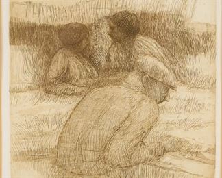 199	Harold Altman Lithograph Three People	"Harold Altman (American NY, 1924-2003), lithograph, ""Three People"", signed lower right. Artist proof. Gallery label on verso. 
Sight size: 8 1/2"" x 8"".
Frame size: 15 1/4"" x 14 1/4""."
