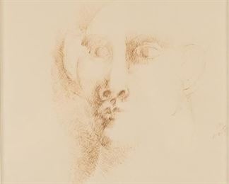 210	Bob Guccione Signed Sketch	"Bob Guccione (American, New York 1930 - 2010), sketch, signed upper center, with numbers right center. 
Sight size: 15 1/2"" x 13"".
Frame size: 25 1/2"" x 22 3/8""."
