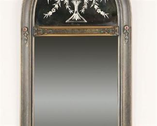 240	Etched and Painted Art Deco Style Mirror	"Etched and painted art deco style mirror.

Some scratching to mirror surface.  

30 1/2"" H x 15"" L."
