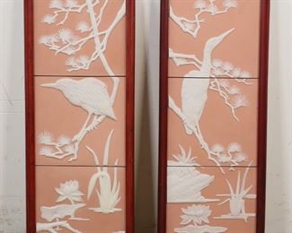 248	Pair of George McMongle Bisque Porcelain Plaques	Pair or George McMongle (American, 20th Century) for Franklin Mint bisque porcelain plaques, Tranquil Waters. 25" x 9 1/4", labels on verso.