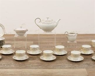        258	37 Piece Franconia Coffee and Dessert Set	"37 piece Krautheim Franconia Bavaria porcelain tea and dessert set, Rhythm pattern. 1 teapot, 1 sugar and creamer, 12 cups, 11 saucers and 12 desert plates.

Teapot: 5 1/2"" H x 10 1/2"" L.
Plate: 6"" Diameter."
