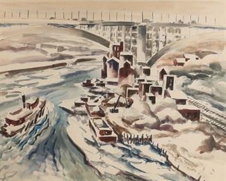        267	Louis Wolchonok Gouache on Paper	"Louis Wolchonok (New York, 1898 - 1973), gouache on paper. Signed lower right, ""Louis Wolchonok."".

Sight size: 17 1/2"" x 23 3/4"".
Frame size: 31 3/4"" x 25 3/4""."