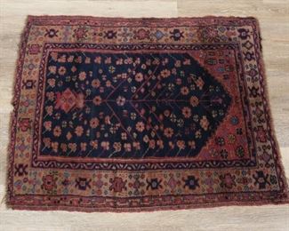        368	Persian Tree of Life Prayer Rug	"Persian tree of life prayer rug. Early 20th Century. Tree of Life motif, floral medallion borders. Fraying to either end. Tagged on back corner.

3' H x 3' 9"" L"