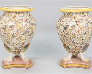        426	Pair of Chinese Export Porcelain Baluster Vases	"Pair of Chinese export porcelain footed baluster vases. Decorated with putto and phoenix, crackle glaze.  Marked on the underside, red stamp, mid 20th century. 
9 3/4"" H x 5 1/4"" top diameter."