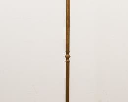        434	Globe Floor Lamp	"Brass floor lamp with globe light. In working condition.
Scuffs to the along the lamp. Circa 1st quarter of the 20th century.
63""H x10 1/2"" base diameter."