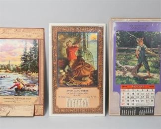        439	3 Early 20th Century Calendars	3 advertising calendars. Circa 1933-1944. 2 are shrink wrapped. From Avon New York and Lewisburg Pennsylvania. Tear to front flap of 1 calendar. 1 calendar: 15 3/4" x 10".
