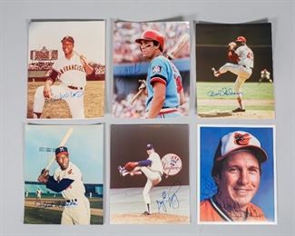        454	Signed Baseball Photographs Aaron McCovey, Gibson	"8x10 Photograph of Bob Gibson signed. 
8x10 Photograph of Hank Aaron signed. 
8x10 Photograph of Brooks Robinson signed. 
8x10 Photograph of Gaylord Perry signed.
8x10 Photograph of Ken Hrbek signed.
8x10 Photograph of Willie McCovey signed"