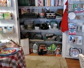Cook books and baking tins, etc.
