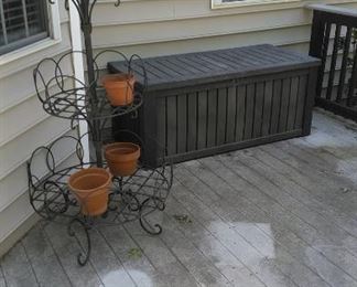 3 tier metal plant stand, deck trunk