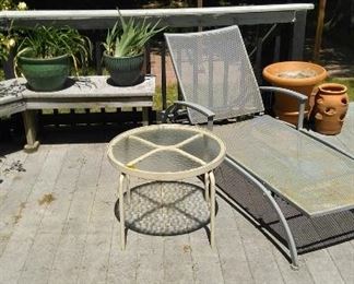 Aluminum chase, side table and planting pots