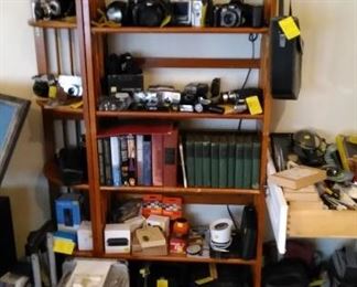 Camera collection, tripod lamp, Ion PA system for iPod