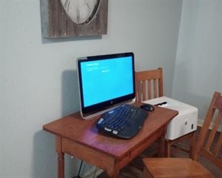 Touch screen computer and small vintage desk