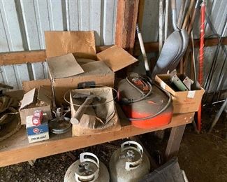 assorted tools and garage items