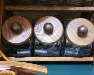 Canister set with wooden tops