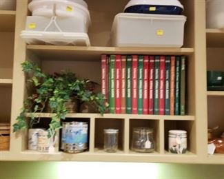 Recipe boxes, kitchen jars, ceramics, tupperware