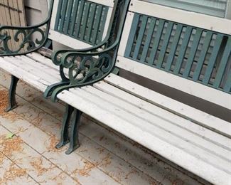 Iron and wood park bench, chair