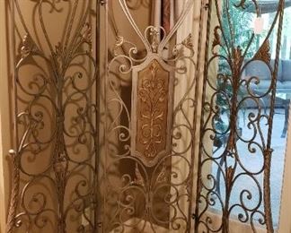 Ornate iron 3 panel room divider